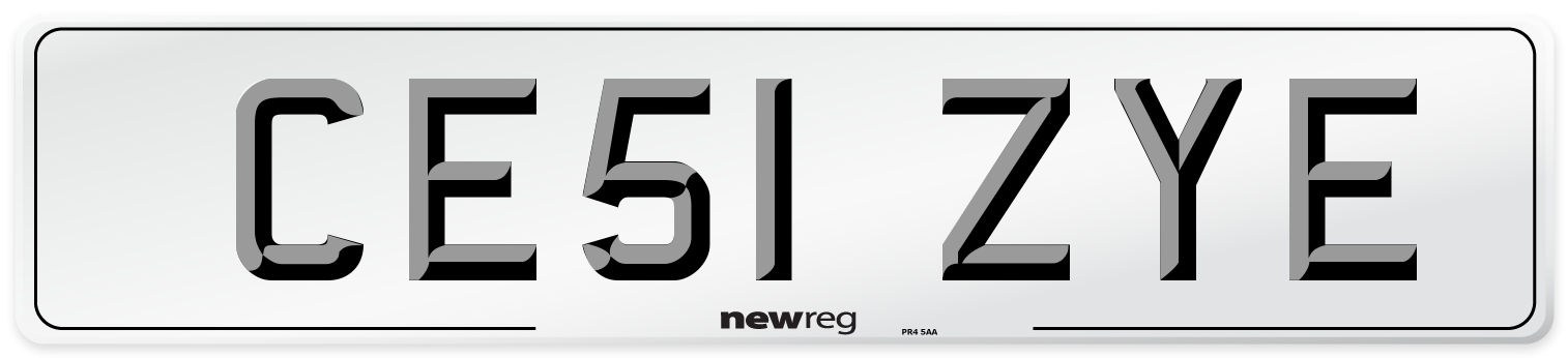 CE51 ZYE Number Plate from New Reg